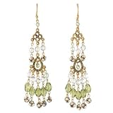 Lee Angel Gold Green Beaded Chandelier Earring