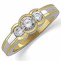 0.75Ct.T.W. Round Brilliant Cut Diamonds in Two Tone 14K Gold. Two Tone Three Stone Diamond Annivesary Ring