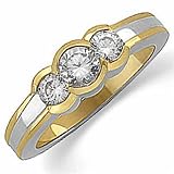 0.75Ct.T.W. Round Brilliant Cut Diamonds in Two Tone 14K Gold. Two Tone Three Stone Diamond Annivesary Ring