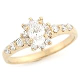 10K Solid Yellow Gold Oval CZ Promise Ring