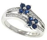 2 Row Pave Diamond(.16ct) & Sapphire(.56ct) Ring