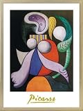 Poster Art Print framed: Pablo Picasso - Femme A La Fleur (32 x 24 inches)