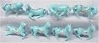 Hand blown glass menagerie, set of 8 horses
