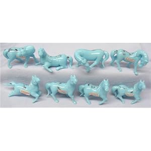 Hand blown glass menagerie, set of 8 horses