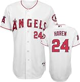Dan Haren Jersey: Adult Majestic Home White Authentic Los Angeles Angels of Anaheim Jersey