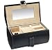 Black Retro Jewelry Travel Case with Hot Pink Stitching