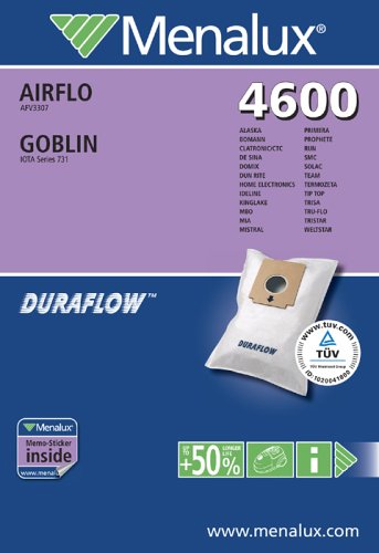 Menalux 4600 / Duraflow / 5 Staubbeutel / f&uuml;r Clatronic, Bomann, Kalorik