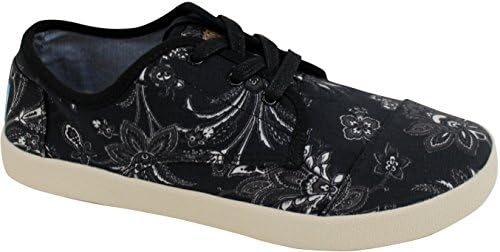 Toms Women's Paseo Black Canvas Floral Lace Ups (6M, Black)