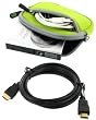 rooCASE Neoprene Sleeve (Neon Green) Case and Mini-HDMI to HDMI Cable 1 Meter (3 Feet) for Canon PowerShot SD1400IS 14.1 MP Digital Camera Silver