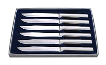 Rada Cutlery Six Utility Steak Knives Gift Set, 6 Pc Boxed Set (Non-Serrated) Made in USA, Aluminum Handles