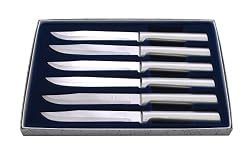 Rada Cutlery Six Utility Steak Knives Gift Set, 6 Pc Boxed Set (Non-Serrated) Made in USA, Aluminum Handles (S06)