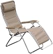 Lafuma Model 46489 RSX Mesh Recliner with Wood Arms, Desert Sand (Grey Frame)