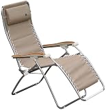 Lafuma Model 46489 RSX Mesh Recliner with Wood Arms, Desert Sand (Grey Frame)