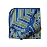 Toby Tiger(TM) (New 2008 Collection 100% Organic) Stunning Blue/Green Stripe Baby Blanket (One Size) PLUS Free Thomas Book (RRP  4.99) exclusively packaged by THE BABY
