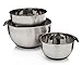 Francois et Mimi 16/20/24cm Food-Grade 3-Piece Stainless Steel Mixing Bowl Set with Easy-Grip Silicone Handles and Lids, with pour spouts Mixing Bowls