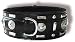 24x2.5 Studded leather dog collar - 3 rows of studs- black leather