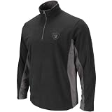 NFL Men's Oakland Raiders Fade Rt II 1/4Z Crew Adult Long Sleeve 1/4 Zip Micro Chiller Fleece (Black/Storm Gray, Small)
