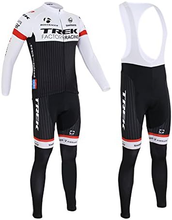 Luckyspring Trek Factory Racing Mens MTB Cycling Long Sleeve Jersey and Bike Bib Pants Tights Bicycle Set Suit