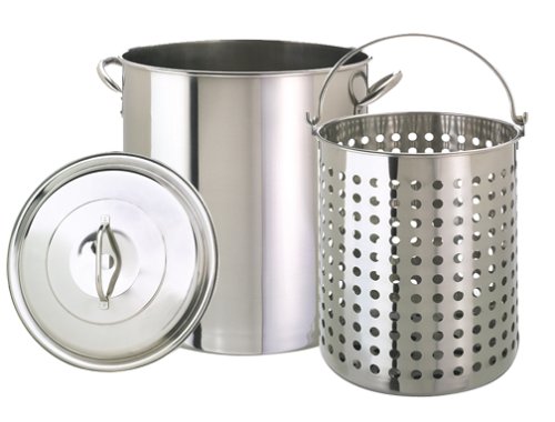 Eastman Outdoors 36-Quart Stainless Steel Pot with Lid and Basket Eastman Outdoors 36-Quart Stainless Steel Pot with Lid and Basket