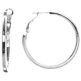 Sterling Silver 40mm w 2.5mm Squared Tubing Clutchless Hoop Earring