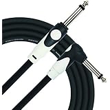 KIRLIN Cable LGI-202-10/BK 10-Feet Straight to Right Angle 1/4-Inch Plug LightGear Instrument Cable with Black PVC Jacket