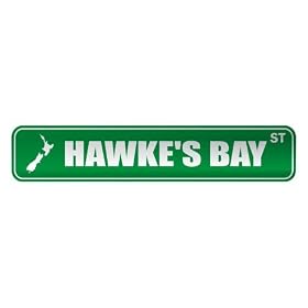 " HAWKE'S BAY ST " STREET SIGN CITY NEW ZEALAND