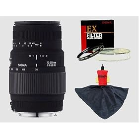 Sigma Zoom Telephoto 70-300mm f/4-5.6 DG Macro Autofocus Lens + EX Filter + Cleaning Cloth for Nikon AF-D