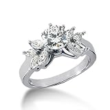 1.25 Ct Diamond Engagement Ring Solitaire 14k White Gold Round Marquise Cut SI3 H
