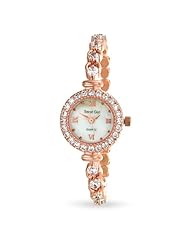 Bling Jewelry Rose Gold Plated Round CZ Open Link Womens Watch Steel Back