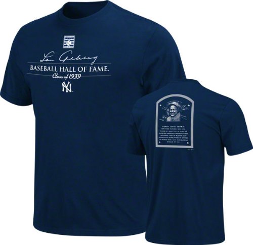 Mickey Mantle New York Yankees Navy Hall Of Fame Plaque T-Shirt