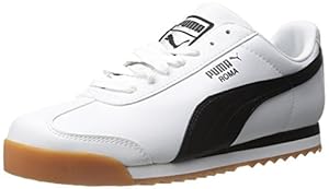 PUMA Men's Roma Basic Lace-Up Fashion Sneaker, White/Black, 10 M US