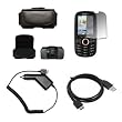 Executive Black Horizontal Leather Side Case Pouch with Belt Clip and Belt Loops + LCD Screen Protector + Rapid Car Charger + USB Data Charge Sync Cable for Samsung Intensity U450