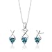 Sterling Silver 2.00 carats total weight Trillion Cut London Blue Topaz Pendant Earrings and 18 inch Necklace Set