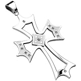 Spikes 316L Stainless Steel Multi Gemmed Gothic Cross Pendant