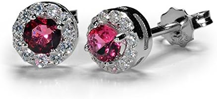 Premium 6mm Sterling Silver Stud Earrings 4mm Natural Ruby Crystal