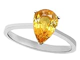 41CNrEEq0tL. SL160  1.50 cttw 14K Gold Genuine Yellow Sapphire Pear Shape Solitaire Engagement Ring in 14k White Gold Size 4