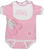 Infant Chicago Cubs Pink Onesie, Bib & Bootie Set