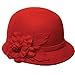 Angela & william Winter Wool 1920s Flapper Elegant Floral Beading Cloche Hat (CL1638RED)