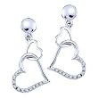 10K Yellow/White Gold 1/10 ct. Diamond Heart Dangle Earrings