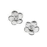 14K White Gold 5.75 MM Cubic Zirconia Children's Daisy Floral Earrings