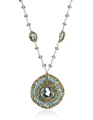 Dana Kellin Apatite and Aqua Quartz with 14K Gold-filled Accents Medallion Pendant Necklace