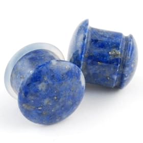 Pair of Lapis Single Flared Cabochon Front Plugs: 1/2"g
