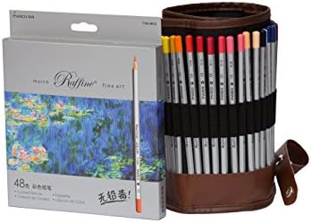 48 Color Count Premier Colored Pencils Set with Roll Up Canvas Carrying Case by Harper Artist Supply - Art Coloring Pencils / Drawing Pencils for Adults