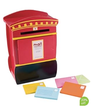 Realistic wooden post box  Post your letters inside, open the door to retrieve them and then post them again and again  Suitable from 6mths