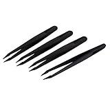 uxcell 帯電防止ピンセット プラスチック材質 尖った先端 修復ハンドツール 4個入り