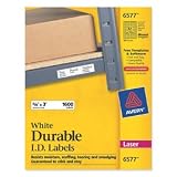 41CO1eyRCRL. SL160  Avery 6577 Permanent White Durable I.D. Labels for Laser Printers, 5/8 x3, 1600/pack