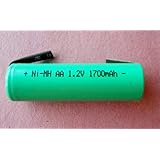 NiMh 1.2V AA 1650/1700 mAh Shaver battery with solder tabs for Braun, Norelco, Remington shaver models