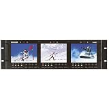 Marshall V-R563P Triple 5.6 Rack Mounted Full Color Active Matrix LCD Panel with 180 Degree Tilt in Rack