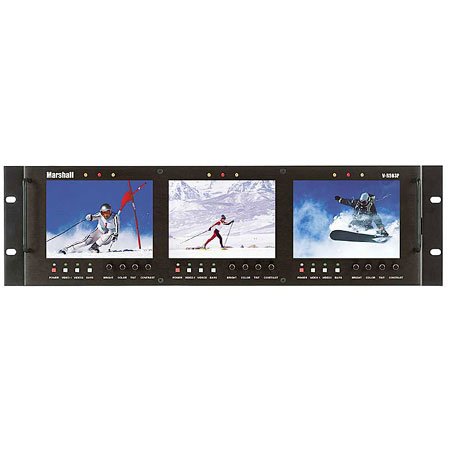 Marshall V-R563P Triple 5.6 Rack Mounted Full Color Active Matrix LCD Panel with 180 Degree Tilt in Rack