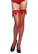 Christmas Fishnet Thigh High Nylon Stocking With Bell Trim (Red-One Size)